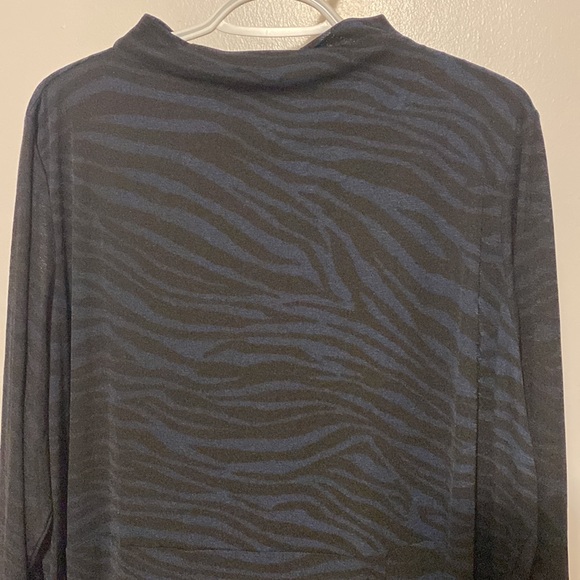 Long sleeve blue and black zebra print maxi dress 3X - Picture 2 of 9